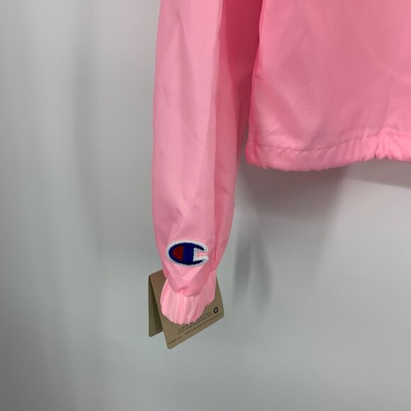 Champion Jacket Cropped Windbreaker Pink Snap Button Coach - Picture 12 of 12